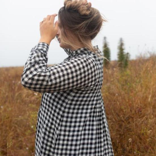  인지리 롱 원피스 코어 62 탑 블랙/화이트 플레드