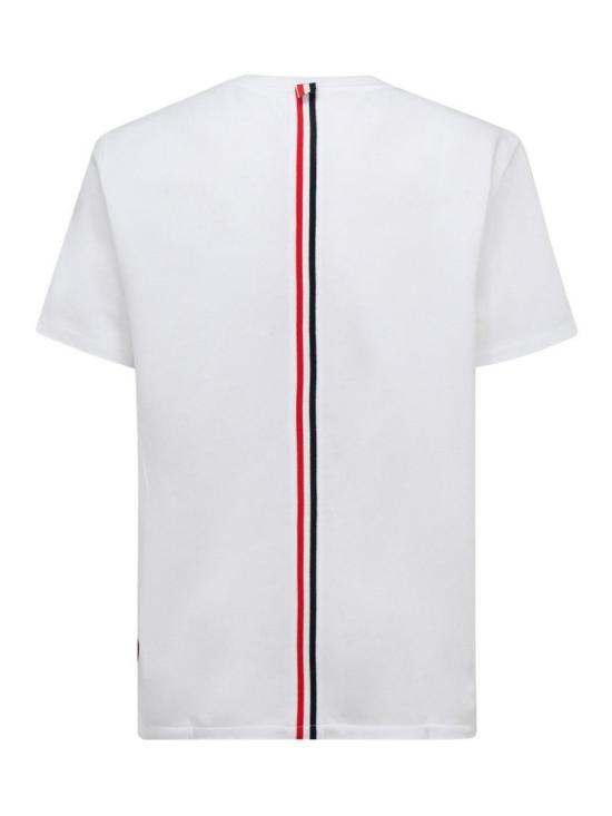 26SS 톰브라운 피케 센터 백 스트라이프 릴렉스 핏 티셔츠 MJS056A00050100 White - THOM BROWNE