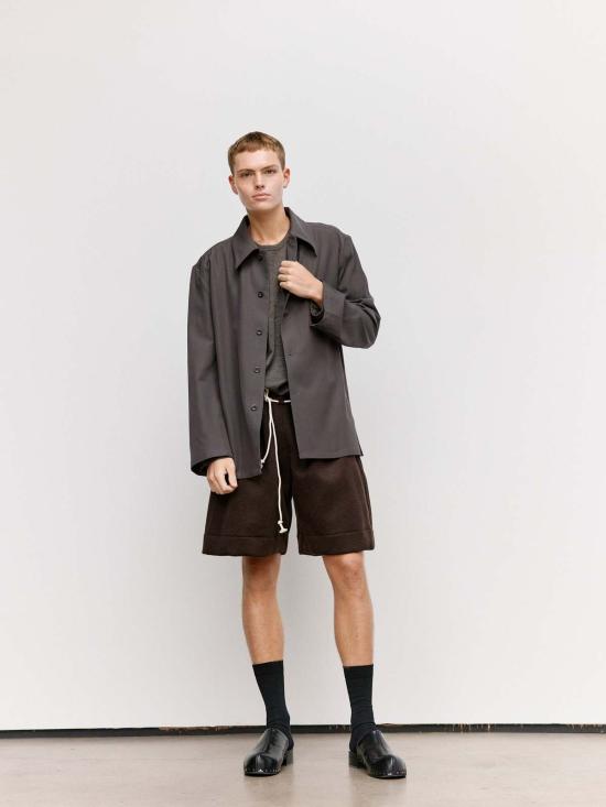  본 소노 긴팔 셔츠 소노 슬레이트 울 & 코튼 샤카 - VON SONO