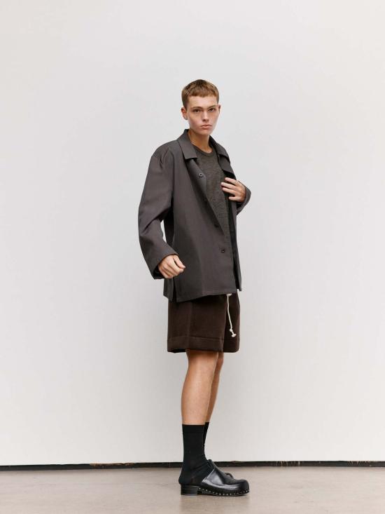  본 소노 긴팔 셔츠 소노 슬레이트 울 & 코튼 샤카 - VON SONO