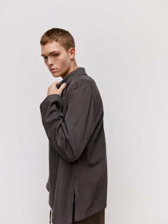  본 소노 긴팔 셔츠 소노 슬레이트 울 & 코튼 샤카 - VON SONO