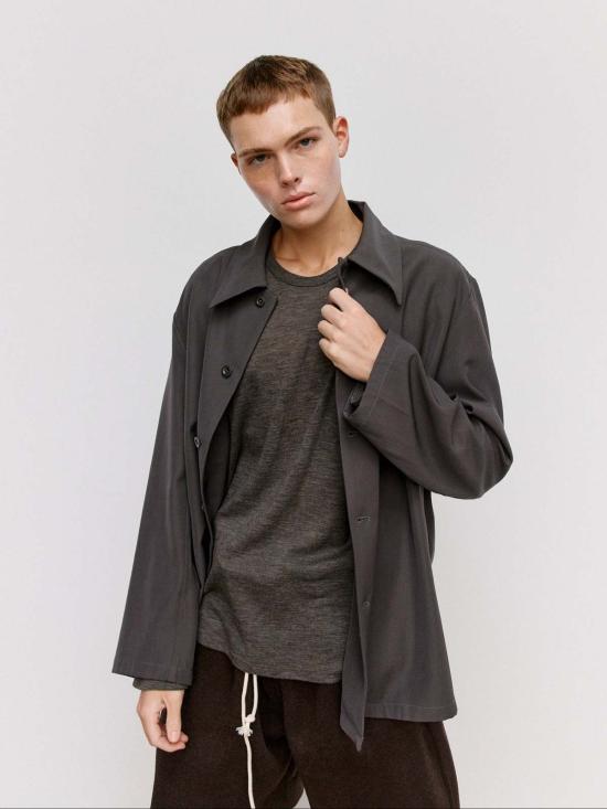  본 소노 긴팔 셔츠 소노 슬레이트 울 & 코튼 샤카 - VON SONO