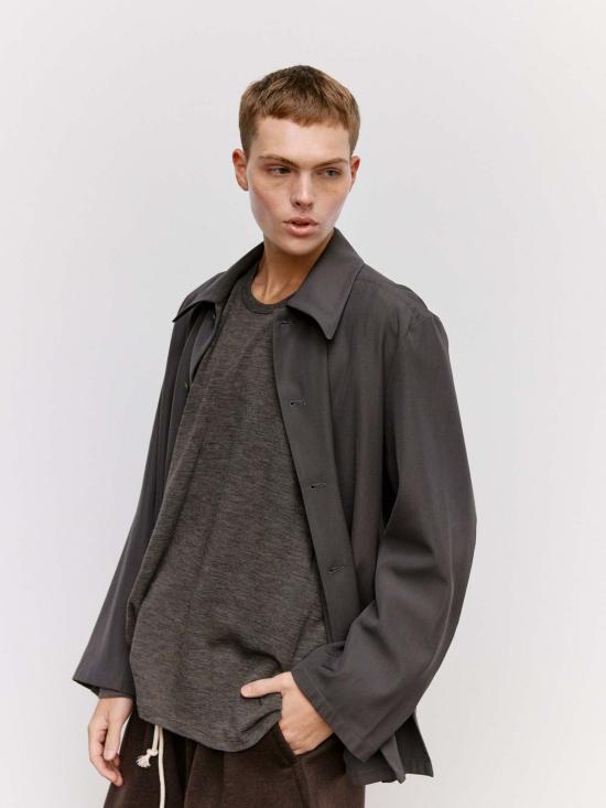  본 소노 긴팔 셔츠 소노 슬레이트 울 & 코튼 샤카 - VON SONO