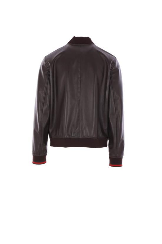 25SS 구찌 자수로고 봄버 레더 자켓  793726XNA3M2014 EARTH GREEN - GUCCI