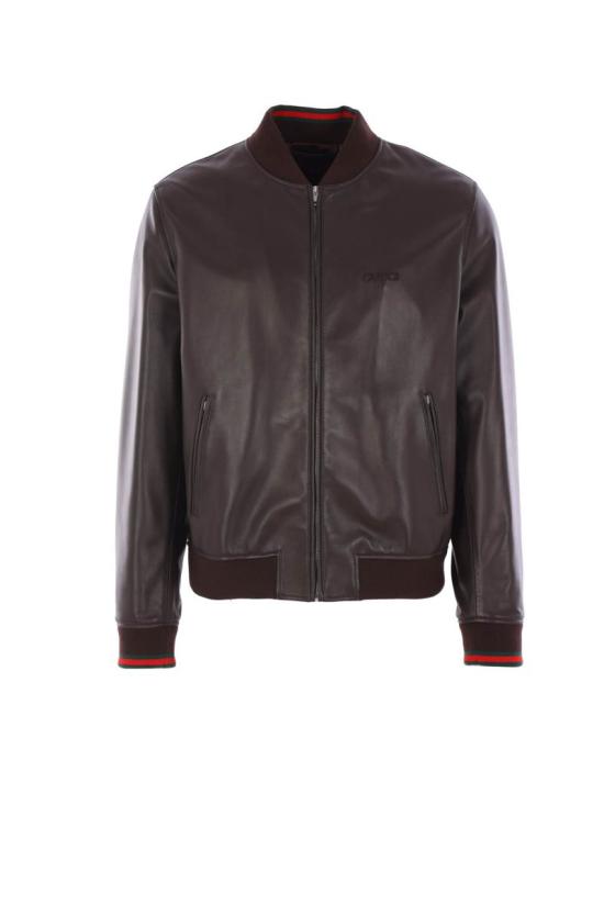 25SS 구찌 자수로고 봄버 레더 자켓  793726XNA3M2014 EARTH GREEN