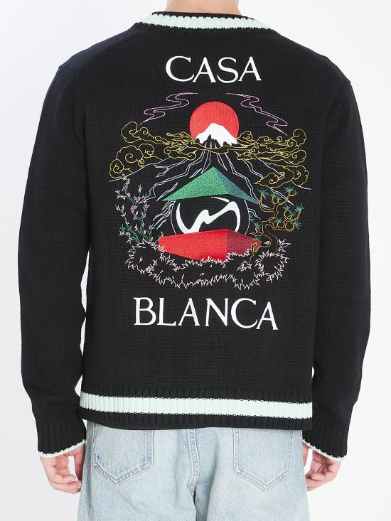 25FW 카사블랑카 스웨터 MPF25KW100101 WHITE BLACK - CASABLANCA