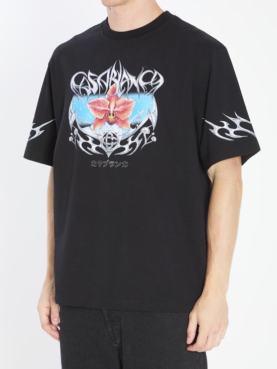 25FW 카사블랑카 반팔 티셔츠 AW25JTS044 05 BLACK - CASABLANCA