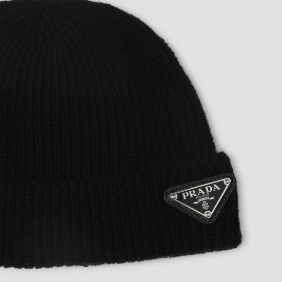 26FW 프라다 트라이앵글 로고 니트 비니 2HC4263IM F0002 BLACK - PRADA