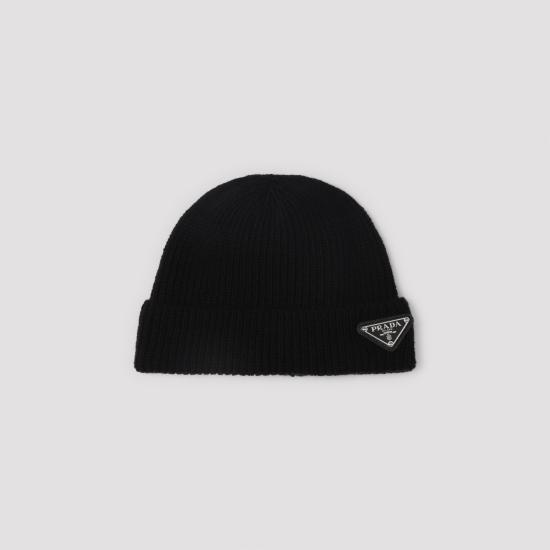 26FW 프라다 트라이앵글 로고 니트 비니 2HC4263IM F0002 BLACK - PRADA