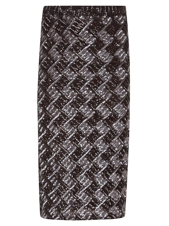 25FW 파로쉬 미디 스커트 D621542 GEOMETRIC 808 MARRONE