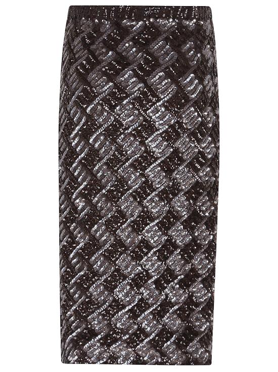 25FW 파로쉬 미디 스커트 D621542 GEOMETRIC 808 MARRONE - PAROSH