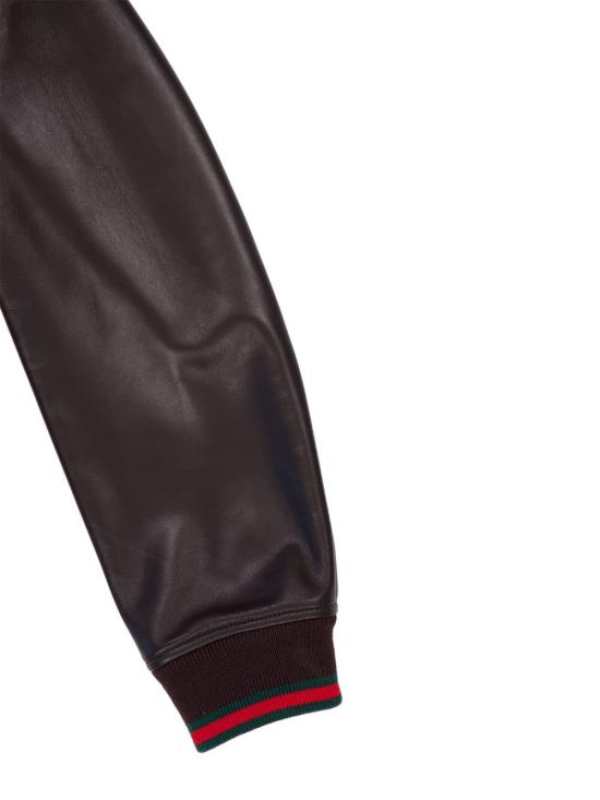 25SS 구찌 자수로고 봄버 레더 가죽 자켓 793726 XNA3M2014 Beige brown - GUCCI