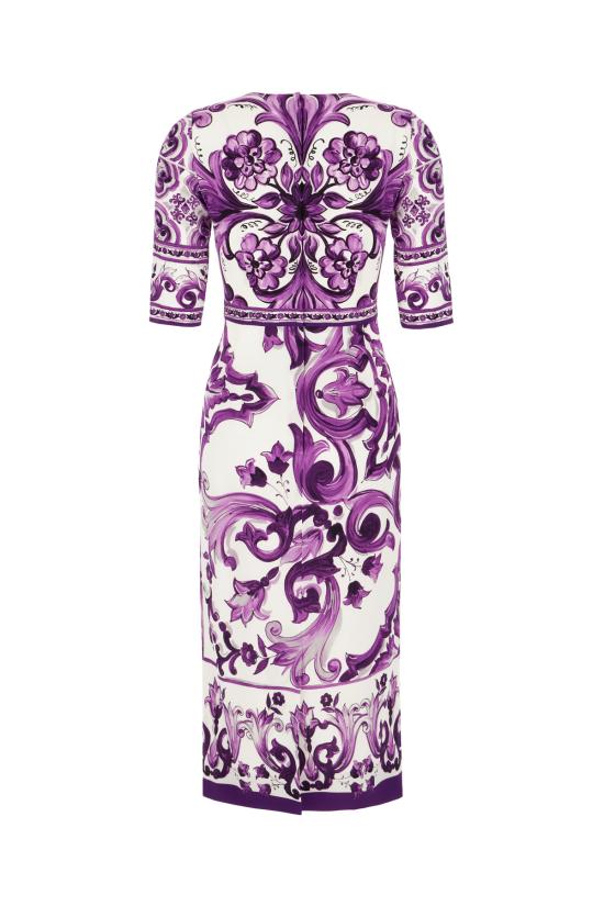 25FW 돌체앤가바나 미디 원피스 F6EAJTHPAEL IP3TN MIX MAIOLICA VIOLA - DOLCE & GABBANA