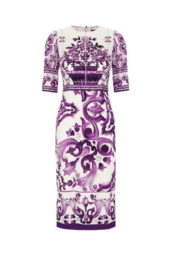 25FW 돌체앤가바나 미디 원피스 F6EAJTHPAEL IP3TN MIX MAIOLICA VIOLA