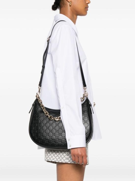 25FW 구찌 GG 엠블럼 라지 숄더백 820453 AAFDV1000 Black - GUCCI