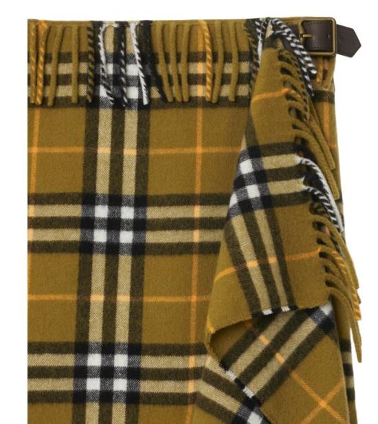 24FW 버버리 체크 울 캐시미어 스카프 스커트  8099716 C1422 Oxide - BURBERRY