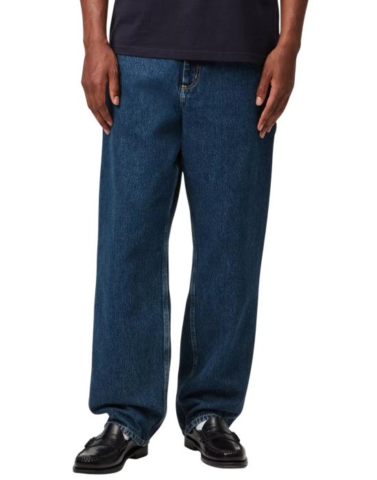  칼하트 WIP 데님 팬츠 Carhartt WIP 싱글 니  – 스톤 워시드 스미스 데님 작업 바지, 블루 I032024 블루 스톤 워시드 - CARHARTT WIP