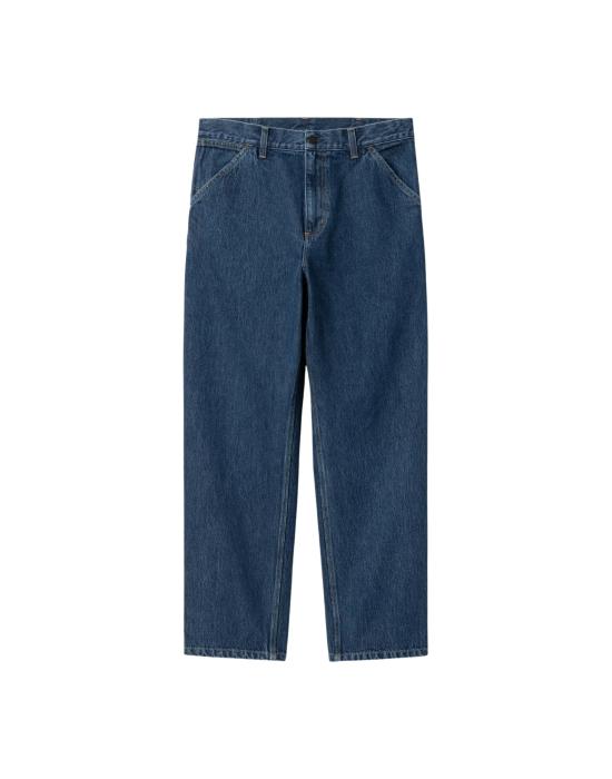  칼하트 WIP 데님 팬츠 Carhartt WIP 싱글 니  – 스톤 워시드 스미스 데님 작업 바지, 블루 I032024 블루 스톤 워시드 - CARHARTT WIP