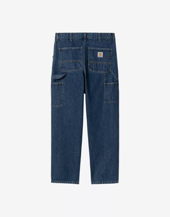  칼하트 WIP 데님 팬츠 Carhartt WIP 싱글 니  – 스톤 워시드 스미스 데님 작업 바지, 블루 I032024 블루 스톤 워시드 - CARHARTT WIP