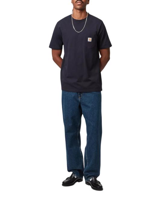  칼하트 WIP 데님 팬츠 Carhartt WIP 싱글 니  – 스톤 워시드 스미스 데님 작업 바지, 블루 I032024 블루 스톤 워시드 - CARHARTT WIP