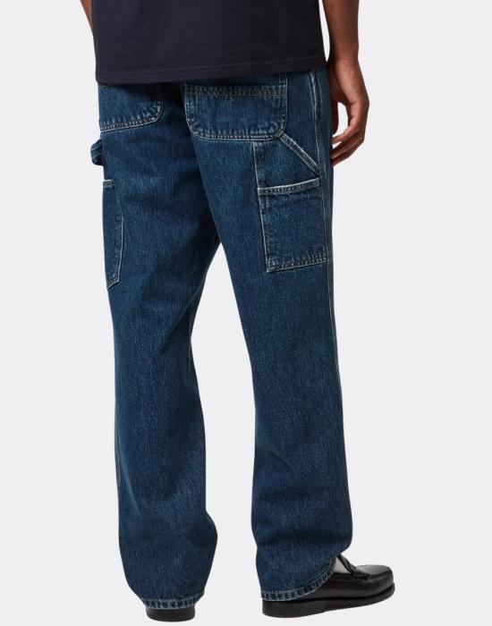  칼하트 WIP 데님 팬츠 Carhartt WIP 싱글 니  – 스톤 워시드 스미스 데님 작업 바지, 블루 I032024 블루 스톤 워시드 - CARHARTT WIP
