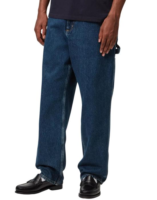  칼하트 WIP 데님 팬츠 Carhartt WIP 싱글 니  – 스톤 워시드 스미스 데님 작업 바지, 블루 I032024 블루 스톤 워시드 - CARHARTT WIP