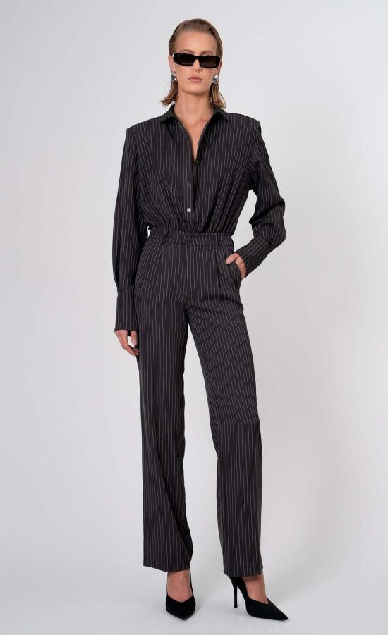  논살란트 레이블 스트레이트 팬츠 논샬런트 라벨 할로우 팬츠 그레이/화이트 스트라이프