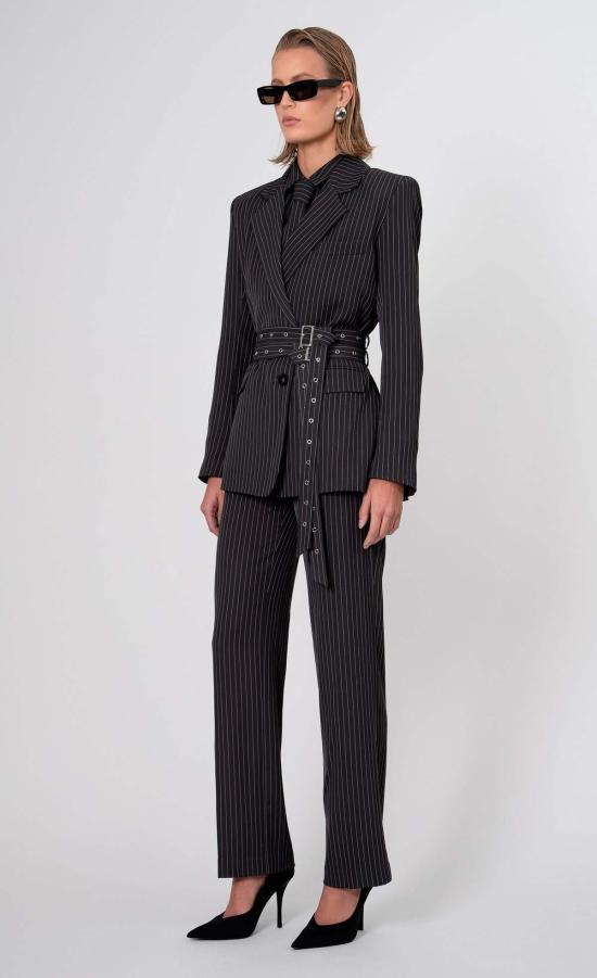  논살란트 레이블 수트 세트 논캐런트 라벨 악셀 블레이저 그레이/화이트 스트라이프 - NONCHALANT LABEL