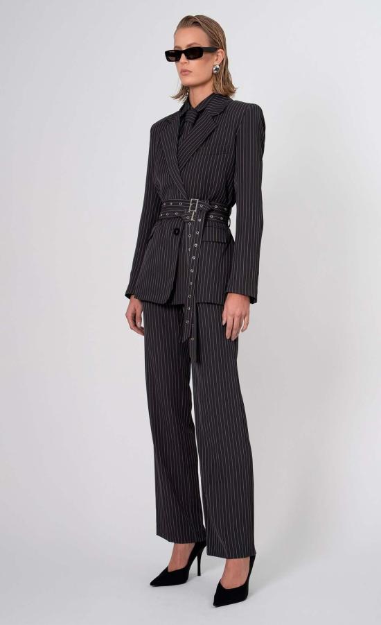  논살란트 레이블 수트 세트 논캐런트 라벨 악셀 블레이저 그레이/화이트 스트라이프 - NONCHALANT LABEL