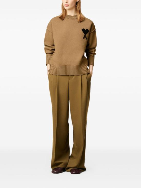 25FW 아미 빅 하트 울 크루넥 스웨터 UKS838018288 CAMEL DOM - AMI