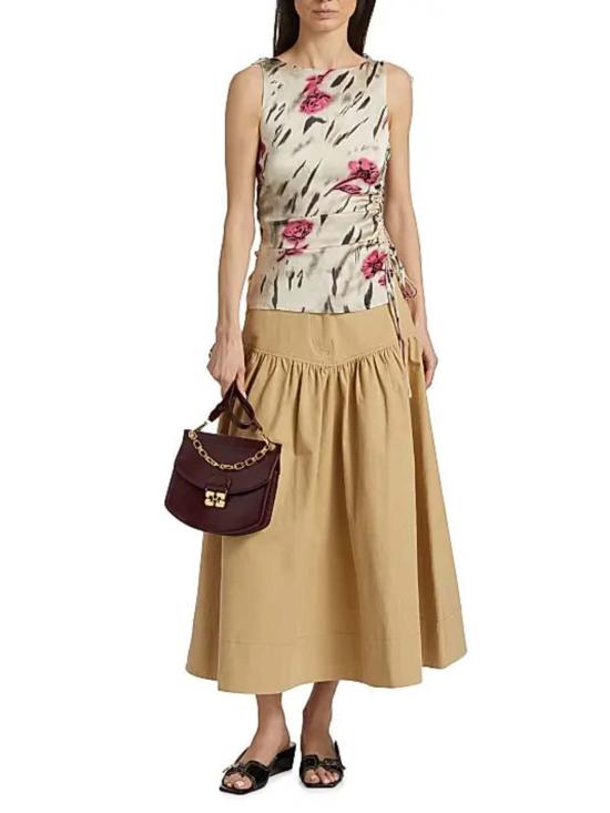  가니 블라우스 새틴 개더드 탑 - GANNI