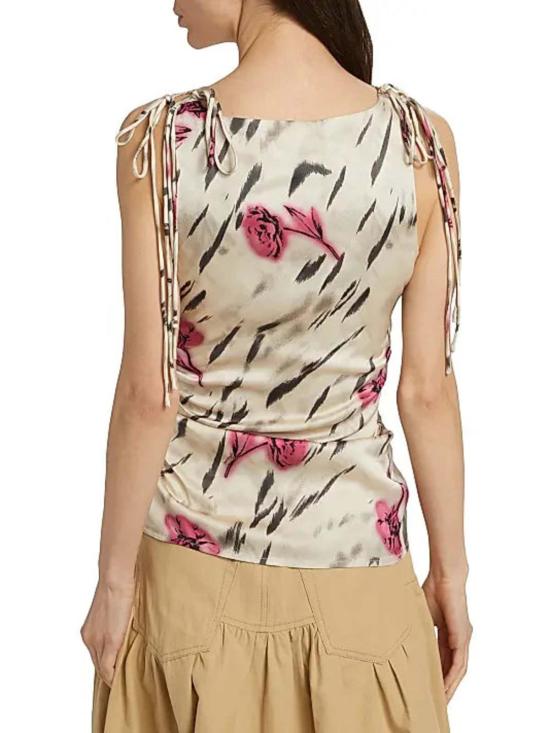  가니 블라우스 새틴 개더드 탑 - GANNI