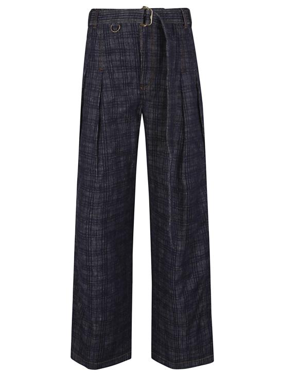 25FW 버버리 하이 라이즈 와이드 체크 데님 진 8110727 A5924 INDIGO IP CHECK BLUE