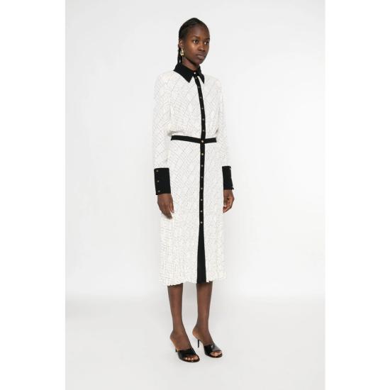 25FW 엘리자베타프랜치 롱 원피스 ABS0256E2 EF1 WHITE BLACK - ELISABETTA FRANCHI