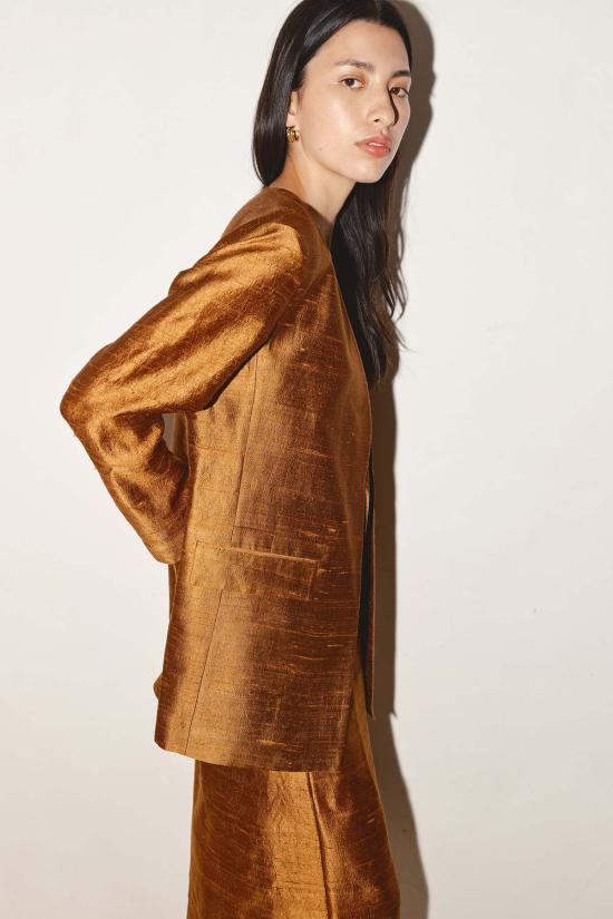  다두라 수트 자켓 Datura Senso Dupion 블레이저 카라멜 - DATURA