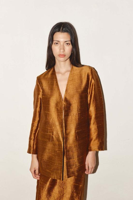  다두라 수트 자켓 Datura Senso Dupion 블레이저 카라멜 - DATURA