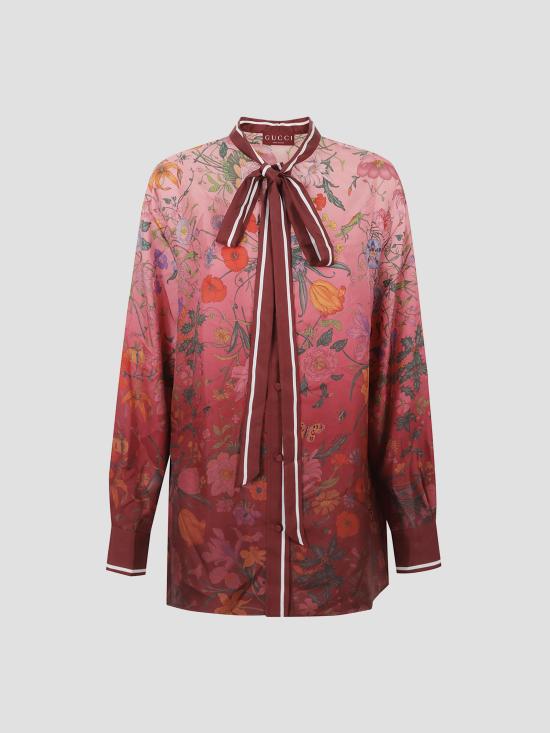 25FW 구찌 그라데이드 플로럴 롱 슬리브 셔츠 835617ZATG8 5057 PINK RED ANCORA