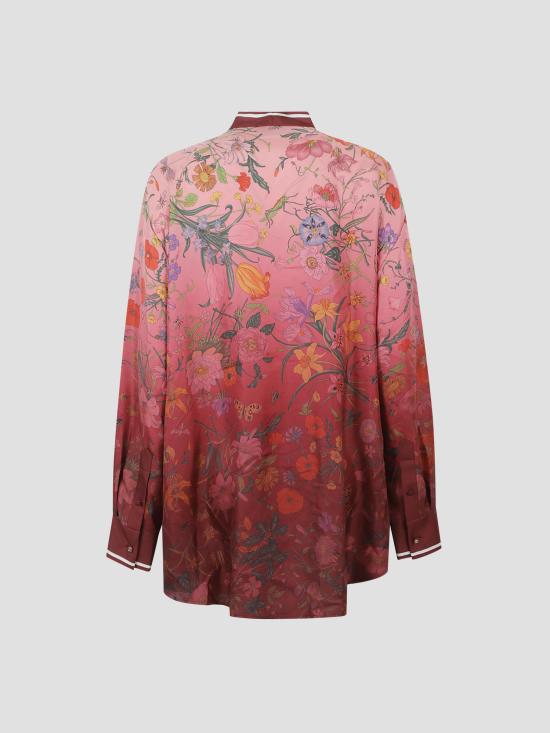 25FW 구찌 그라데이드 플로럴 롱 슬리브 셔츠 835617ZATG8 5057 PINK RED ANCORA - GUCCI