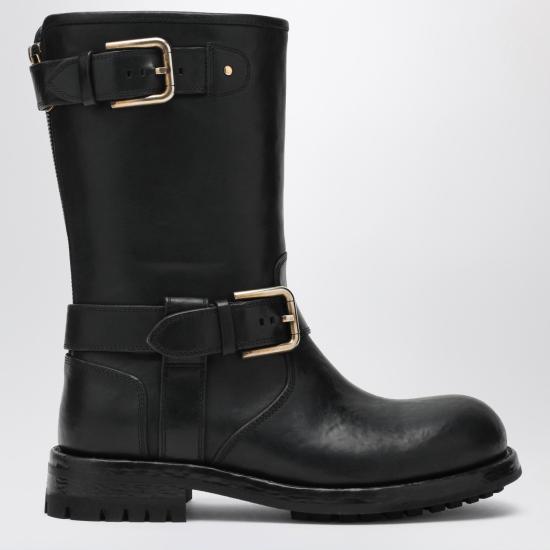 25FW 돌체앤가바나 카프스킨 바이커 부츠 CT1081AW352 Black