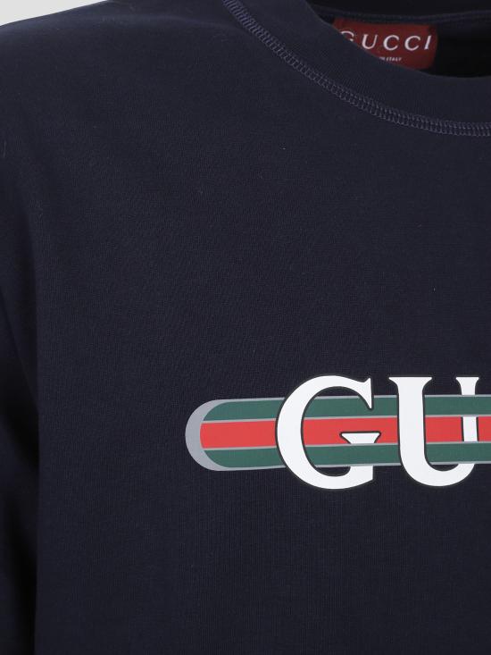 25FW 구찌 프린트 코튼 저지 티셔츠 784361XJGTE 4804 BLUE MC - GUCCI