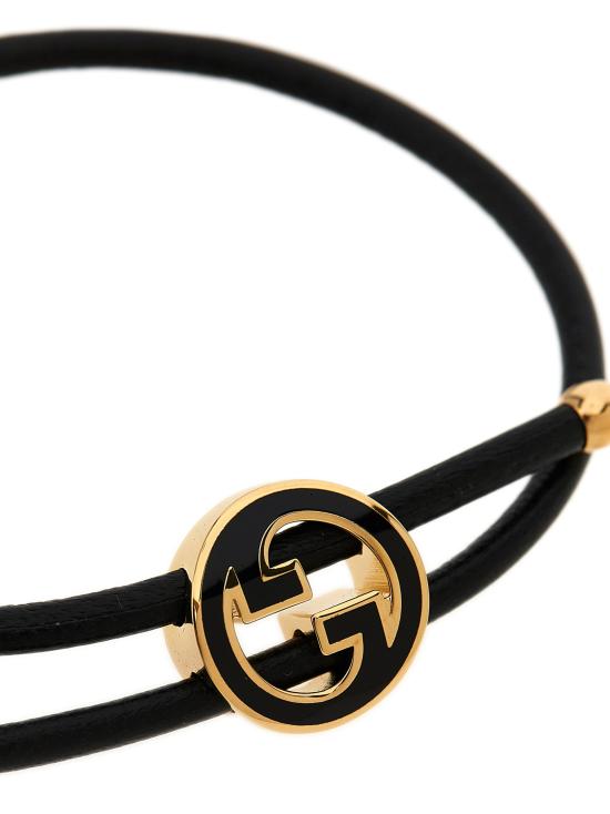26SS 구찌 브레이슬릿 에나멜 라운드 인터로킹 837355IAAF18523 Black - GUCCI