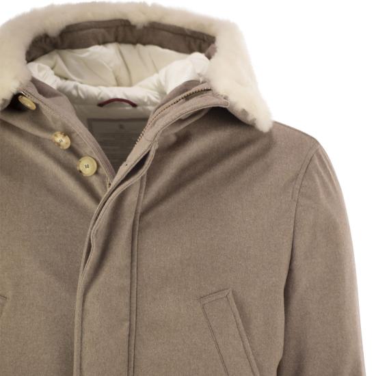 25FW 브루넬로 쿠치넬리 플란넬 다운 자켓 MM4701993 HAZELNUT - BRUNELLO CUCINELLI