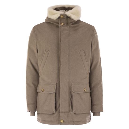 25FW 브루넬로 쿠치넬리 플란넬 다운 자켓 MM4701993 HAZELNUT