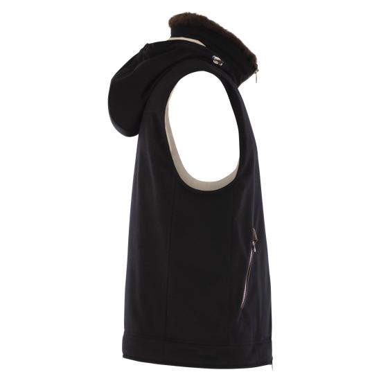 25FW 브루넬로 쿠치넬리 본디드 울 플란넬 후드 다운 베스트 MM4701656 BLACK - BRUNELLO CUCINELLI