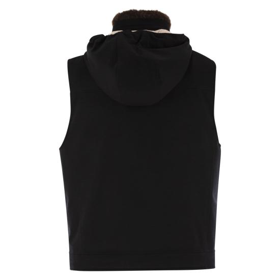 25FW 브루넬로 쿠치넬리 본디드 울 플란넬 후드 다운 베스트 MM4701656 BLACK - BRUNELLO CUCINELLI