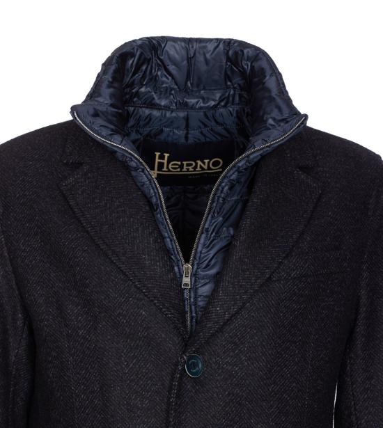 25FW 에르노 헤링본 싱글 브레스티드 코트  CA000216U33457R9200 BLUE - HERNO