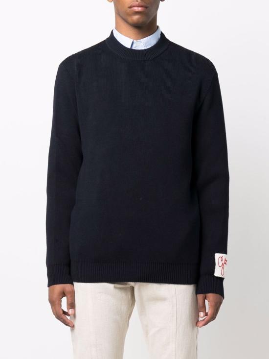 26FW 골든구스 로고 코튼 라운드넥 스웨터 GMP00841 P000662 50486 DARK BLUE DOM - GOLDEN GOOSE