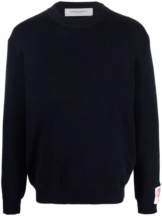 26FW 골든구스 로고 코튼 라운드넥 스웨터 GMP00841 P000662 50486 DARK BLUE DOM