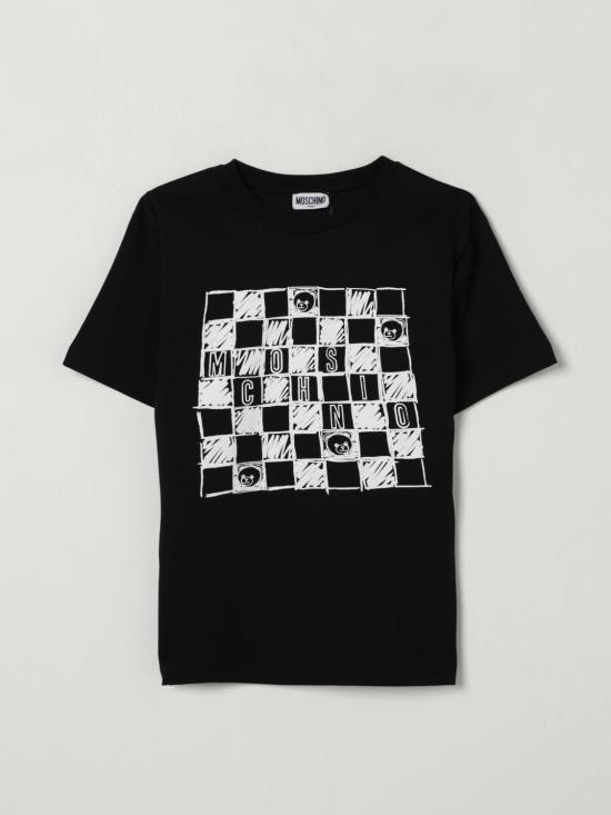 25FW [키즈] 모스키노 티셔츠 HUM05GLAA01 60100 Black