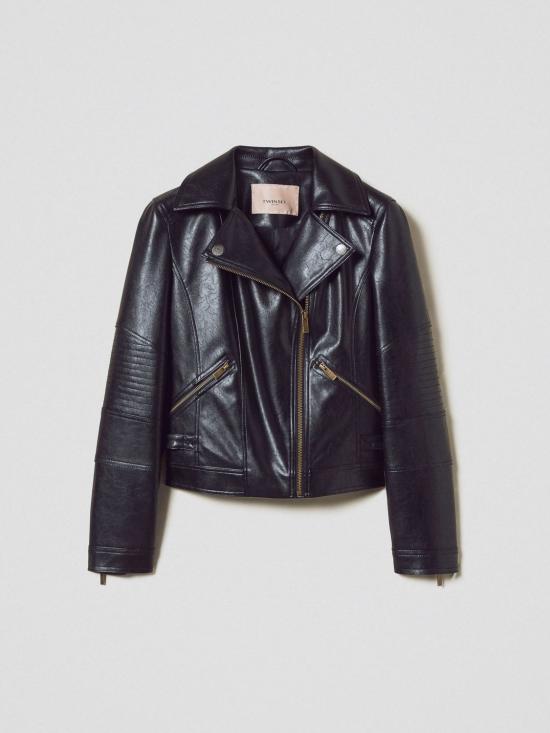 25FW 트윈셋 가죽 자켓 252TP2710 00006 Black - TWINSET